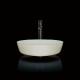 110mm Height Glass Basin Bowl 420mm Length Textured Round White Vessel Sink