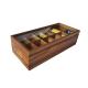 Adjustable Flat Chest 12 Compartments Wooden Tea Bag Storage Box Glass Top