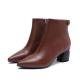 S223 Pure color pointed toe ladies elegant leather handmade short boots fashion all-match leather autumn and winter boot