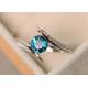 Fancy Shank Blue Diamond Engagement Ring , OEM ODM 14K White Gold Ring