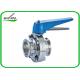 Multiple Position Sanitary Manual Butterfly Valves with Plastic Gripper Handle