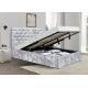 Crushed Silver Velvet Gas Lift Up Storage Bed Soft Bedroom Furniture BSCI