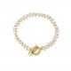 OEM 18k Gold Bracelet Imitation Pearl OT Button Charm Bracelet