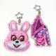 Custom Clear Printed Double Glitter Epoxy Resin Acrylic Charms Keychain for Gift with Star Clasp