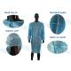 Blue Waterproof Disposable Isolation Gowns Ties On Neck Elastic Cuff