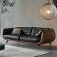 Elegant Wood Sectional Sofa End Italian Designer Modern Living Room Villa Set With Luxury Genuine Leather And Furniture