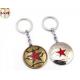 Round Metal Keyrings With Five Pointed Star Design , Zinc Alloy Logo Keychains