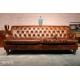 luxury antique honey color 3 seater leather sofa furniture