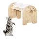 Elevated Cat Dog Bowls With Bamboo Stand Raised Feeder for Pet Wooden Pet Food Bowls