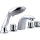 Brass Five Hole Bathtub Mixer Taps Deck Mounted , Three Handle Faucet For Hotel