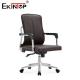 Brown Leather Office Chair With Swivel Function Adjustable Height