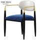 Navy Blue Metal Frame Dining Table And Chairs For Small Spaces Tufted Leather 58x58x73CM