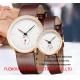 wholesale  Couple watch Pu watch Round dial alloy case  quartz watch fashion watch concise style dark brown pu strap