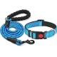 Reflective Dog Walking Collars , Nylon Braided Rope Chain Dog Harness