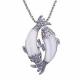 Thai 925 Silver Double Fishes White Opal Pendant with Sterling Silver Chain (N11066WHITE)