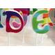 Multi Colored Letter Birthday Candles 100% Paraffin With White Plastic Holder
