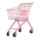 Heavy Duty Supermarket Accessories Metal Pink Shopping Trolley Cart Collapsible