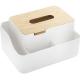 Fashionable Bamboo Cover Plastic Tissue Box With Lid Household Use