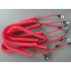 Red long spring string coiled lanyard fitted w/nickle plated ring terminals at each end