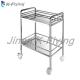 2 Layers Stainless Steel Movable Hospital Instrument Medical Trolley Cart