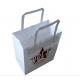 Samll White Handle Kraft Customized Paper Bags For Bread / Hamburger
