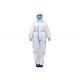 Water Resistant Disposable Isolation Gown Custom Size White Fabric With Blue Tape