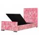 Cute Children Upholstered Storage Platform Bed Frame Single Size With Crushed Velvet