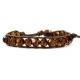 Stone Beads Brown Leather Wrap Bracelets Beaded Handmade Jewellery OEM