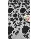 Black Corded Floral Pattern Embroidered Mesh Lace Fabric 129cm Width For Wedding Dresses