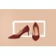 Burgundy Workplace Women Pumps Shoes High Heel With Soft Genuine Suede Leather