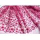 Colored Handmade 3D Flower Lace Fabric , Scalloped Embroidered Mesh Lace Fabric