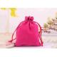 Durable Style Small Velvet Drawstring Bags Cotton Flap Soft Pink Colored