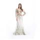 Fishtail Long White Evening Dresses , Ball Gown Evening Dresses With Sleeves
