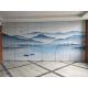 Collapsing Landscape Painting Leather Wooden Movable Partition Walls For Hotel