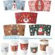 Christmas Paper Coffee Cup Sleeves, Disposable Corrugated Cardboard Paper Jacket Fit 12oz, 16oz, 20oz, 24oz