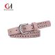 ODM Classic Leather Belt Womens Pink Young Fashion Needle Button Hollow Out