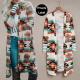 Western Style Puffer Down Coat Geometric Color Long Cardigan Coat