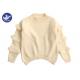 Curve Welt Girls Cable Knit Sweater , Girls Long Sweater Frill Sleeves Mock Neck