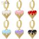 Women 14k Gold Plated Drop Earrings , Colorful Enamel Heart Pendant Hoop Earrings