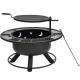 Metal Black Indoor Outdoor Round Wood Burning Charcoal Fire Pit With Grill
