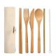 Kitchen Flatware Sets Bamboo Chopsticks Knife Spoon Fork Straw Set Mould Proof