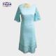 Newest vintage half sleeves polyester long europe women's slim fit dress cheap China clothing with low price