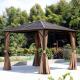 Metal Roof Gazebo  Outdoor Garden With Curtains And Mesh Cover  Gazebo Canopy