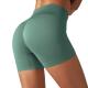 Seamless solid-color threaded peach buttocks yoga three-minute shorts sports running fitness pants women