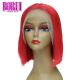 180% Density Red Lace Front Wig , Brazilian Human Hair Short Bob 10 A Grade