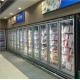 Seafood / Meat Supermarket Glass Door Merchandiser Freezer With Fan Cooling
