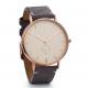 Burshed rose gold case stainless steel back genuine leather quartz watch