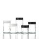 Clear Smell Proof Jars Food Storage Container Wide Mouth Airtight Clear Empty Glass Jars With Black Caps Wholesale