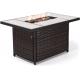 43 Inch 50,000 BTU Rectangular Patio Propane Gas Fire Pit With Resin Wicker Base