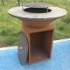 Wood Burning Metal Outdoor BBQ Table Corten Steel Fire Pit Barbecue Grill